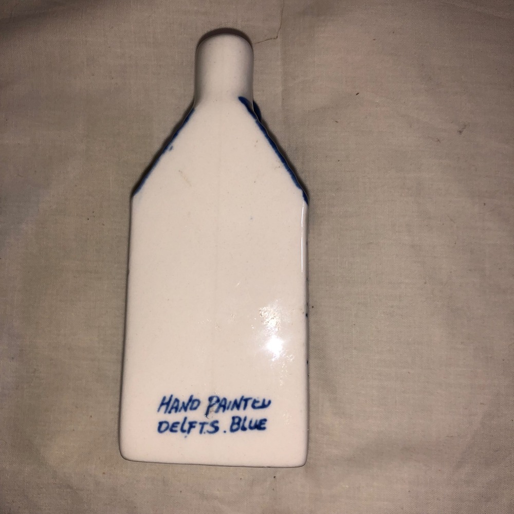 Delfts Blue Hand Painted Ceramic Canal House Miniature Bud Vase Dutch Figurine - Picture 5 of 9